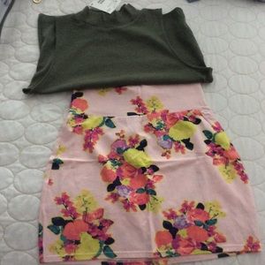 Top and mini skirt set